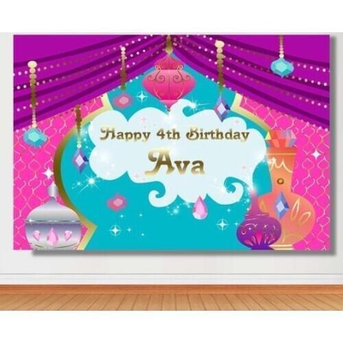Custom Royal Castle Arabian Palace Birthday Colorful Curtains Diamond backdrops Computer print party background