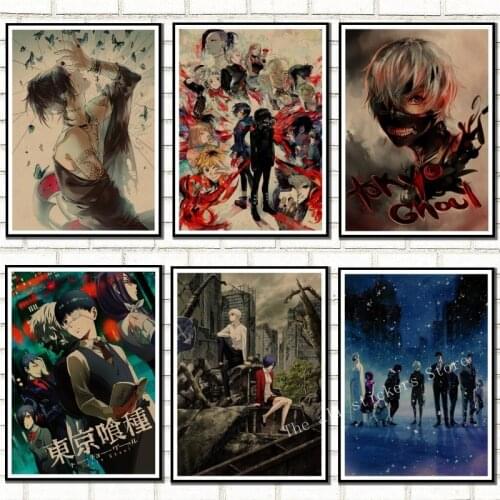 Tokyo Ghoul Anime Posters kraft Paper Prints Clear Image Home Decoration Livingroom Bedroom Home Art , wallpaper sticker /906