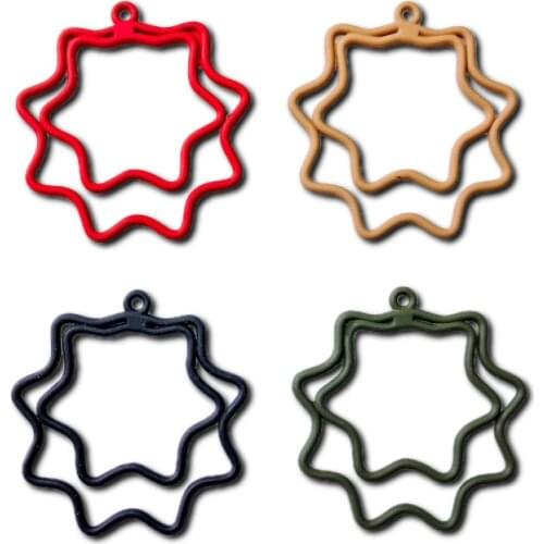 Multicolors Hexagonal Eardrop Simple Metal Diy Material Pendant Necklace Earring Charms Jewelry Making Supplies Component 8pcs