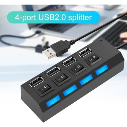 4Port USB Hub Splitter Adapter Cable USB2.0 Hub Splitter Metal Plug and Play high-speed USB Power Adapter usb hub for Computer
