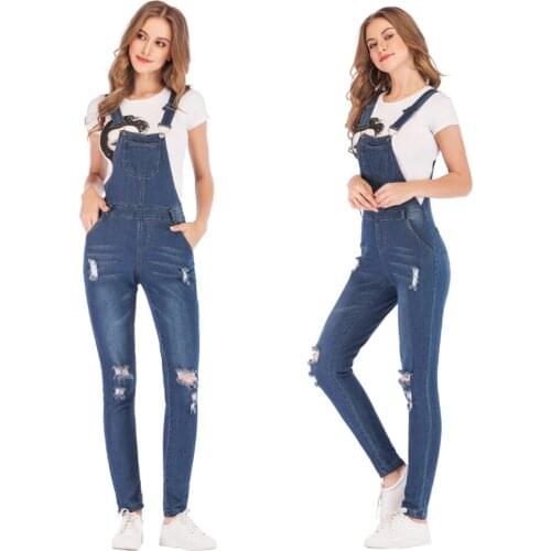 Richkeda Store New 2021 Vintage Women Baggy Criss Cross Jeans Full Length Suspender Pant Ripped Jeans For Teen Girls Cowboy