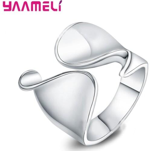 Luxury Statment Ring for Men Women Smooth 925 Sterling Silver Opening Wide Band Adjustable High Quality Gift Jewelry