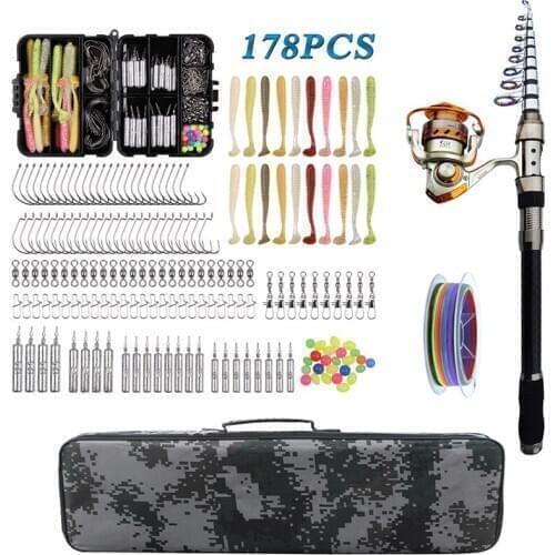 2.1m-3.6m Fishing Rod Combo Kit Spinning Telescopic cast Rod Reel Set worm bait Drop shot sinker tackle for bass trout fishing