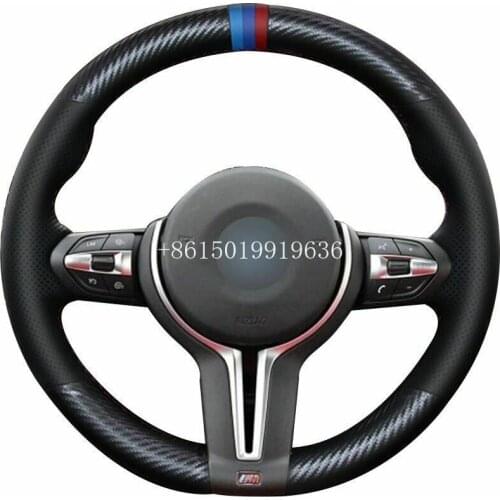 DIY Carbon Fiber Black Leather Car Steering Wheel Cover for BMW F87 M2 F80 M3 F82 M4 M5 F12 F13 M6 F85 X5 M F86 X6 M F33 F30