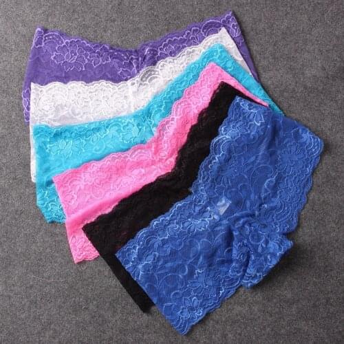 Sexy See Through Boyshorts For Women Shorts Panties Thin Lace Transparent Woman Boy Shorts shorty femme Lingerie 6 pcs/lot