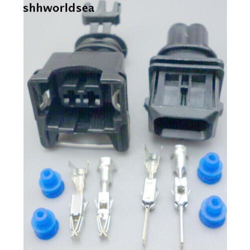 Shhworldsea 5/30/100 set 3.5mm EV1 Fuel Injector Plug nozzle Cars Waterproof 2 Pin way Wire Connector Plug auto Connectors