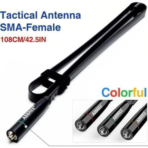 ABBREE Colorful AR-152C SMA-Female 108CM 144/430Mhz Foldable CS Tactical Antenna For Baofeng UV-5R UV-82 BF-888S Two Way Radio