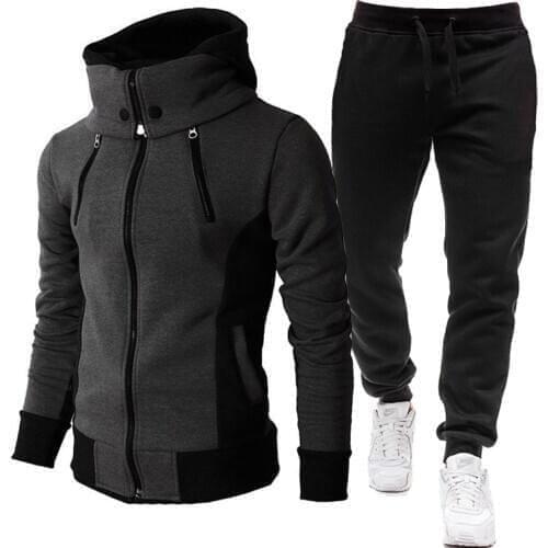 Autumn Winter Tracksuit Men Sets Casual Hoodies Warm Zipper Sweatshirts Two Pieces Set Jacket+Pants Male Outfit Suits Size S-3XL