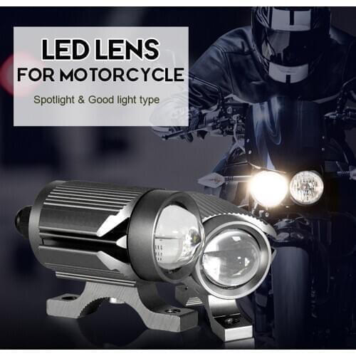 LED Motorcycle Headlight Tri-Color Projector Bi Lens Moto Bike Mini Driving Spot Fog Lamp DRL SUV Truck 12V Car Light Accessory