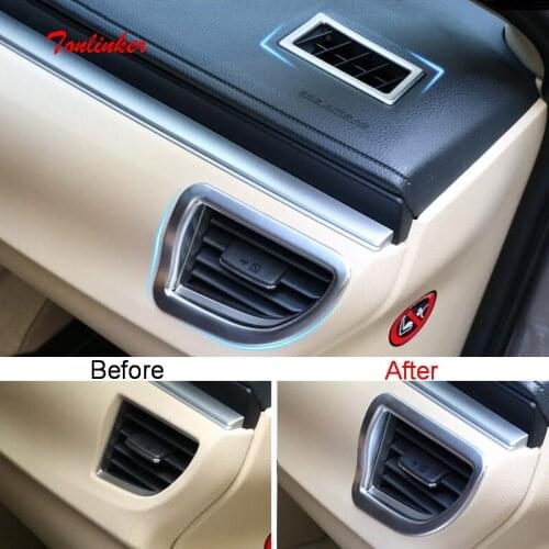 Tonlinker Air Conditioning Outlet Cover Case stickers For TOYOTA Corolla Altis 2014-18 Car Styling 4PCS ABS Chrome Cover sticker