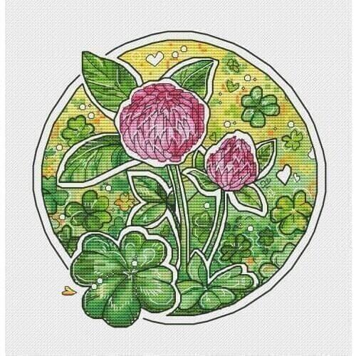 Tt Gold Collection Counted Cross Stitch Kit Cross stitch RS cotton with cross stitch Merejka Clover Lucky Grass