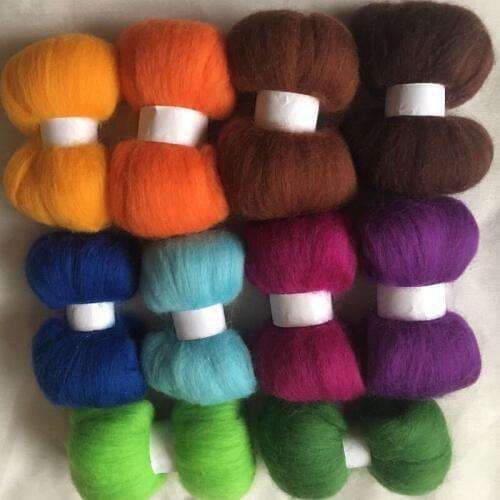 WFPFBEC 70S HOME HAND wool for needle felting doll eyes nose mat handle lana merino wool roving fiber crafa 10g/bag 10colors