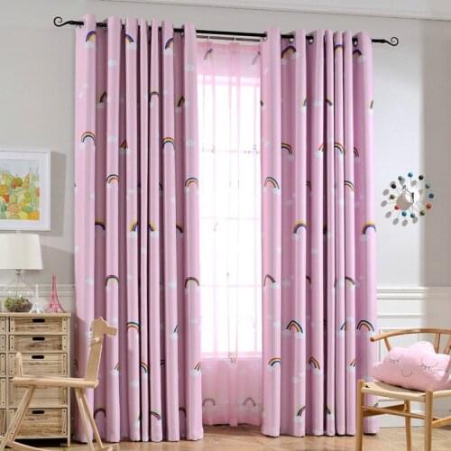 Cartoon Rainbow Clouds Printed Children Curtains Tulle for Kids Living Room Bedroom Window Treatments Kitchen Curtain Home Decor