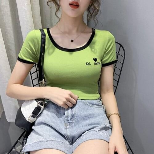 Letter T Shirt Women 2020 Summer Short Sleeve Poleras Mujer Top Tee Shirt Femme Paris Printed Tshirts Cotton Camiseta Mujer