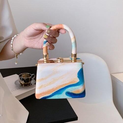 PU Leather Mini Women Luxury Designer Handbags 2021 Shopper Wallet Fashion Sweet Landscape Printing Pillow Shape Crossbody Bags