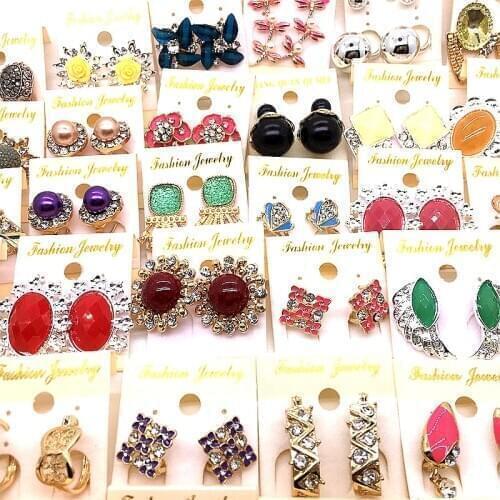 New 12 Pairs Women Earrings Cute Fashion Rhinestone Stud Earring Jewelry Wholesale Lot Party Gifts