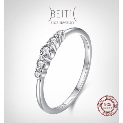 Beitil 100% 925 Sterling Silver Classic Cubic Zirconia Stackable Finger Ring For Women Minimalist Fine Jewelry 2021 New Style