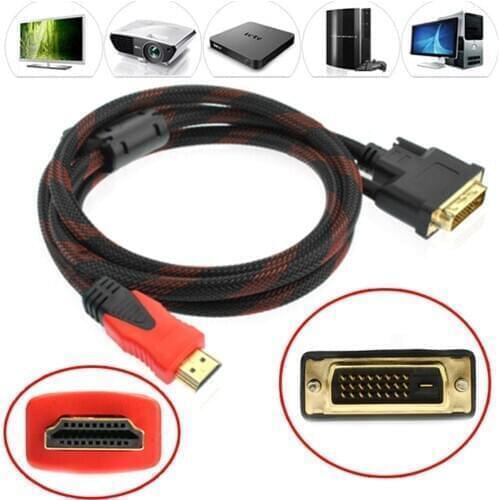 1.5M 5FT DVI-D Male To HDMI FNRG Cable High Speed HDMI DVI Digital Audio Cable