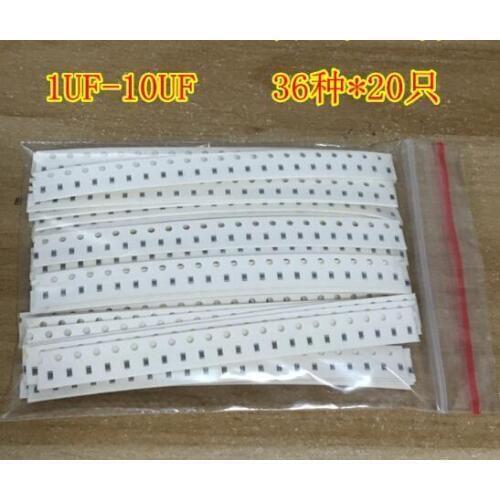 1bag/lot Sample Electronics Kit 0603 Chip Capacitor Pack 1PF-10UF 36 Samples 20 each connector