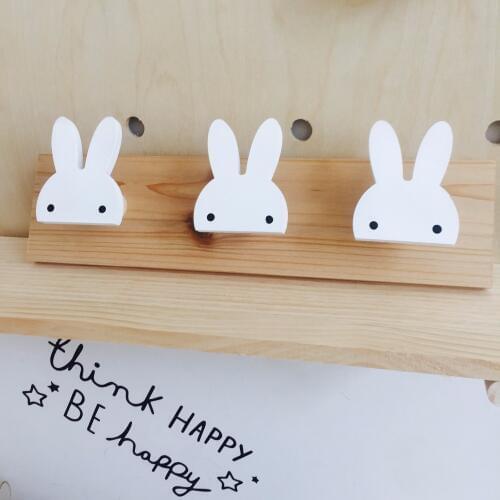 1PC Nordic Europe Wind Rabbit Hook Wood Clothes Hooks On Wall Decorate Kids Children Room ECO Friendly Hanger Hooks MH 010