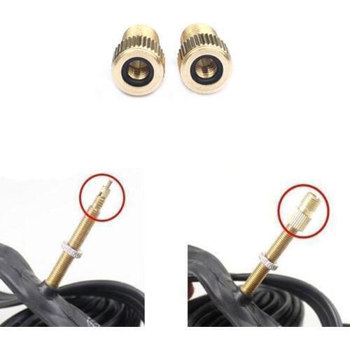 2pcs Pump Bicycle Convert Presta to Schrader Copper Bike air Valve Adaptor adapters wheels gas nozzle Tube Tool