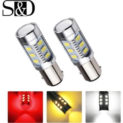 2Pcs P21/5W Led Bulb 1157 BAY15d LED with 5730 Chips Car Brake Light Reverse Parking Tail Fog Lamp Auto light Bulb 12V White Red