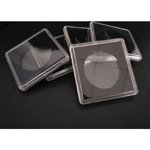 200pcs/lot Plastic Square Coin Holder Capsules Container Coin Transparent Gaine Small Round Coin Collection Boxes Display