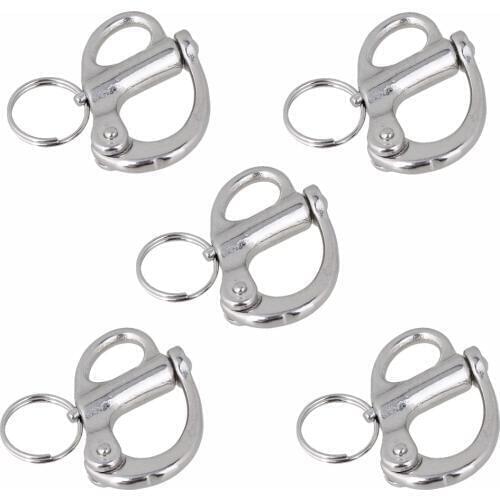 35mm 304 Stainless Steel Fixed Snap Anchor Shackle Rigging Silver Fixed Eye Bail with Eye Ring for Sailboat 5pcs