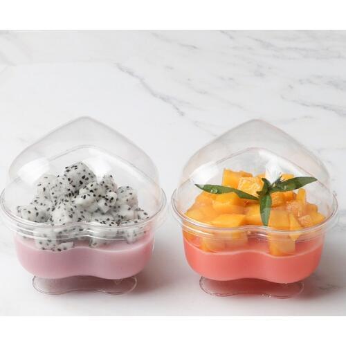 50pcs High quality transparent ice cream cake plastic cup 120ml small creative heart pudding yogurt dessert plastic cup with lid