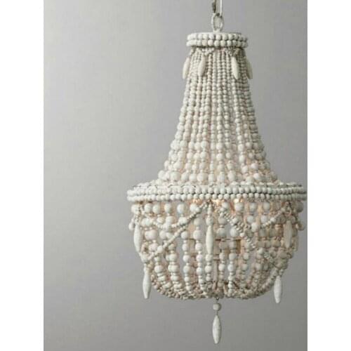 American chandelier creative retro old wooden beads chandelier childrens room bedroom personality decorative hanging lamps