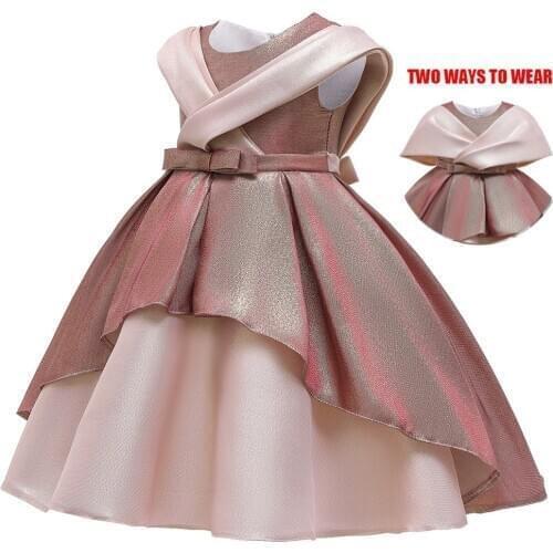 2 Ways Wear Girl Dresses for Party Princess Flower Dress Birthday Girl Ball Gown Child Evening Dress for Wedding Girls Clothes