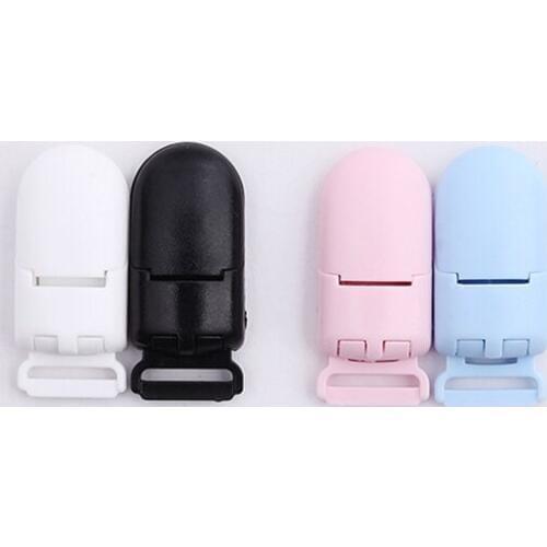 Free shipping 500pcs 1.5CM Kam Plastic clip Baby Pacifier Dummy Chain Holder Clips for 15mm ribbon Suspender Clips