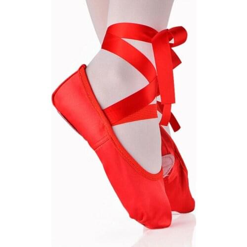 Pudcoco Kids Bandage Children Ballet Shoes Pink Purple Apricot &Red Canvas Ballet Dance Shoes Split Suede Sole Dancing Shoes