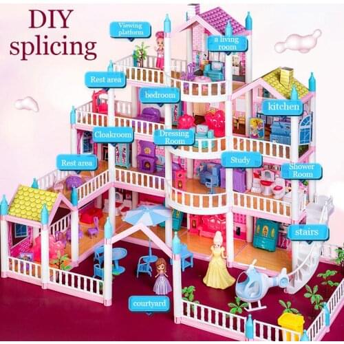 Childrens Diy House Montessori 3d Assembled Villa Doll Set Princess Castle Simulation Doll House Girls Puzzle Toy Gift