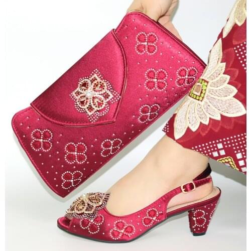 Doershow new come Matching Women Shoe and Bag Set Decorated silver Nigerian Shoes and Bag Set Italy Shoes and Bag set SIM1-18