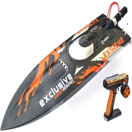 G30D ARTR-RC Fiberglass RC Monohull Boat 30CC Engine RadioSys GREY with Orange Flames THZH0069