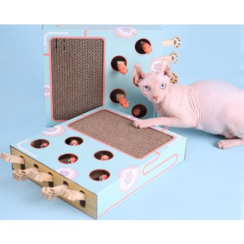 Cat Toy Pet Cat Hitting Hamster Toys 5-holed Cats Interactive Toys for Cat Hunt Gophers Kitten Scratch Board Pad Cat Accessories