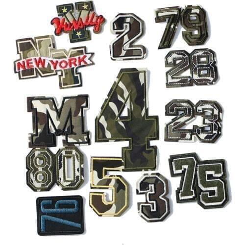 Camouflage numbers and letters icon Embroidered Iron on Patche for Clothing DIY Stripes Clothes Patchwork Stickers Custom Badges