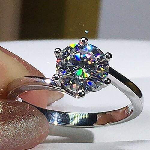 18K Au750 White Gold Women Wedding Party Engagement Ring 1 2 3 4 5 Carat Round Moissanite Diamond Ring Crown Trendy Classic Gift