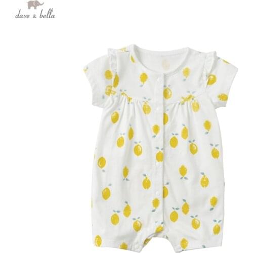 DB18113 dave bella summer new born baby unisex fashion bow cartoon jumpsuits infant toddler clothes children romper 1 piece