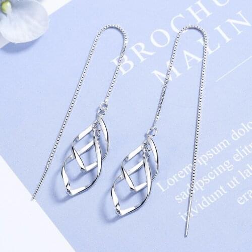 Korean Version of S925 Silver Tassel Earrings Fashion wimen Silver Earrings Jewelry Gifts Shiny Ear Jewelry Party Accessories