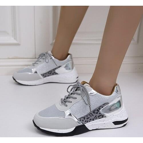 New Bling Womens Sneakers Flat Thick Platform Running Tennis Sports Women Shoes Breathable Air Mesh Comfortable Casual Flats