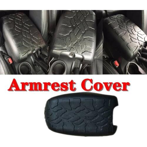 Armrest Cover Black Tread ABS Center Console Covers Fit For J E E P JK Wrangler 2007-2017 (1Pc）)