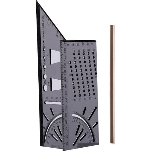 WoodWorking Ruler Square Woodworking Scribe Measuring Woodworking Scribe Ruler 3D Mitre Angle Measuring Square Gauge with Pen