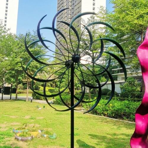 Rainbow Color Wrought Iron Windmill Crafts European Pastoral Double-layer Rotating Windmill Outdoor Garden Decor Ornaments
