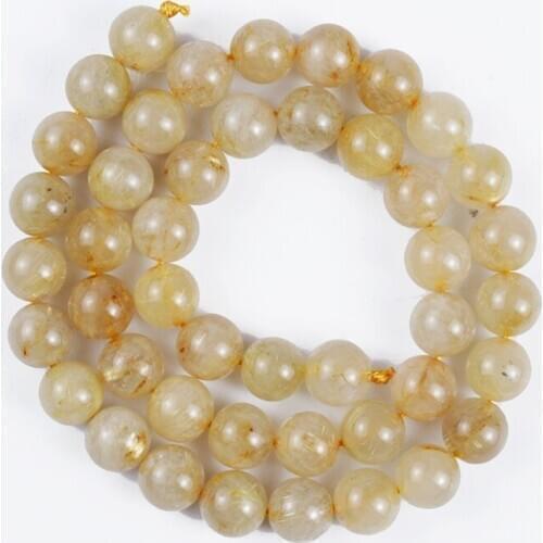 Natural Stone Smooth Clear blond Crystals Round Loose Beads 4 /6/8/10/12mm for Jewelry Making DIY Bracelet Accessories 15"
