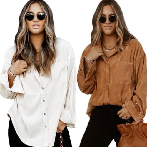 New Shirt 2021 Autumn New Loose And Cotton Corduroy Shirt Womens Solid Color Casual Long Sleeve Shirt Coat