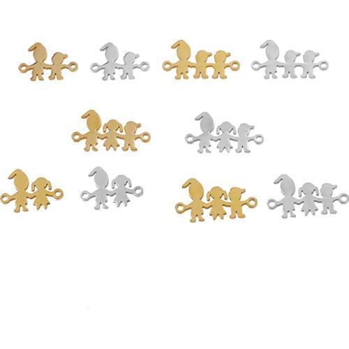 5pcs Family Chain Stainless Steel Pendant Necklace Mom Children Bracelet Gold/steel Jewelry Gift Mom New Twice Making Supplies