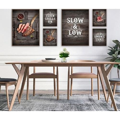 Nordic Style Printed Steak Fruit Seasoning Poster Wall Art Delicious Food Canvas Painting Modular Picture for Kitchen Home Decor