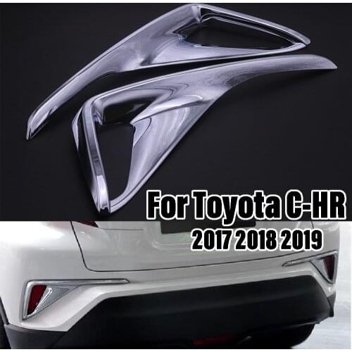 JEAZEA 2x Silver ABS Car Front Rear Fog Light Trim Tail Bumper FogLight Lamp Molding Garnish Fit For Toyota C-HR CHR 2017-2019